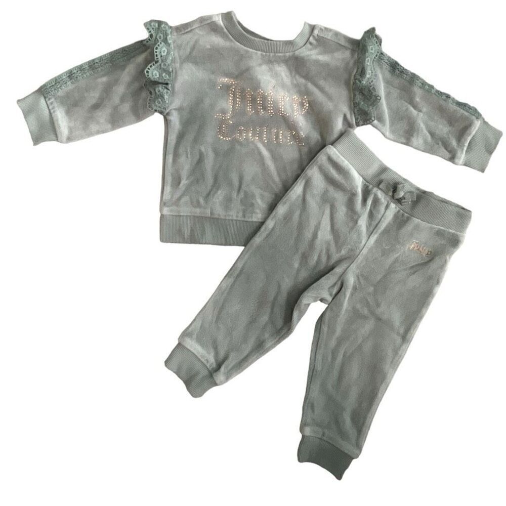 Juicy Couture Kids Velour Sweatshirt Sweatpants Set 2 Pcs Size 12M Mint Green